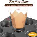 Natural Tulip Cupcake Liners for Baking 200 Cups, Unbleached Parchment paper Muffin Liners, Upgraded Standard Cupcake Wrappers, Greaseproof Cup Cake Liner, Easy to Use in Party, Birthday, Christmas