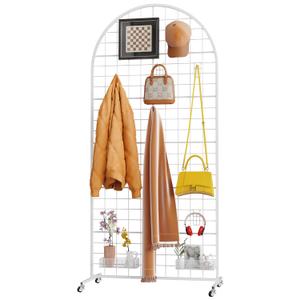 VGMiu Grid Wall Panel 1PCS Display Stand 2.6' x 5.8' FT White Grid Wall Panels Movable Retail Display Racks Floorstanding Gridwall Heavy Duty with Wheel for Art Craft Photo Displays Fair Trade Show