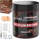 Leather Recoloring Balm, Leather Color Restorer, Leather Restorer for Couches, Leather Scratch Remover, Leather Scratch Repair, Leather Repair Kit for Furniture, Leather Dye (Medium Brown)