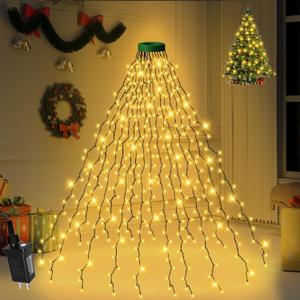 400 LED Christmas Tree Lights 8 Modes Christmas String Lights for Tree with Timer 6.6FT x 16 Lines Lights String Waterproof Christmas Decorations Outdoor/Indoor with Memory Function, Warm White
