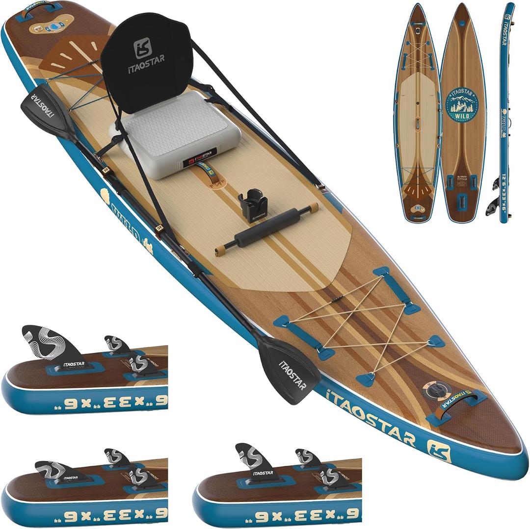 iTAOSTAR W02B 33" Inflatable Paddle Board with Seat, More Fun Inflatable Paddleboard with 5 Fins for Better Balance, Stand Up Paddle Board with Premium SUP Accessories for Adults of All Skill Levels