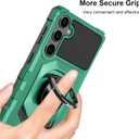 Armor Case for Samsung Galaxy S24 Military Grade Shockproof Phone Case with Built-in Screen Protector, Heavy Duty Protection Metall Ring Kickstand for Samsung S24 5G Cover (Green)