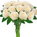 hailanbao Champagne Artificial Roses with Long Stems, 12Pcs Realistic Roses Artificial Flowers, Faux Roses | Bulk Fake Flowers for Home Decor, Wedding Party Table Centerpieces, DIY Bouquet