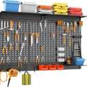 WALMANN 113 PCS Pegboard Wall Organizer Kit with Pegboard Hooks, Bins, Shelves, Pegboard Tools Storage System for Garage, Workbench, Modular Peg Board Tool Organizer Board with Hooks(Black)
