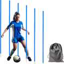 6 Pcs 5FT Adjustable Agility Training Poles for Soccer,Basketball,Football,Dog,Horse Training-Speed and Agility Training Equipment Sports Training Sticks with Stainless Steel Ground Nails (Blue)