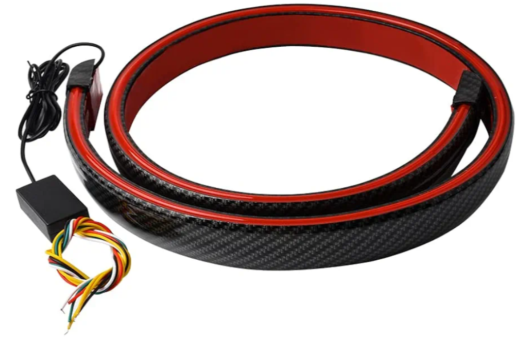1797 Spoiler for Cars Third Brake Light Turn Signal Red LED Strip Universal Exterior Accessories for Rear Spoiler Lip Trunk Roof Wing Trucks Carbon Fiber 51 Inch