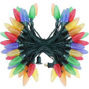 DEWENWILS C9 Multicolor LED Christmas Lights, 33.3ft 50LED Outdoor String Lights for House, Waterproof, Extendable Strawberry Bulb Light for Xmas Tree, Patio, Garden, Yard, Porch, UL Listed
