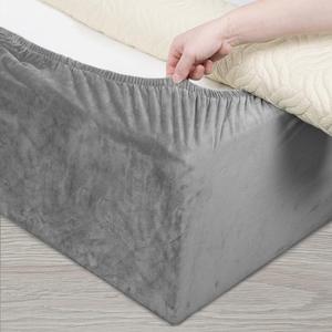 Velvet Bed Frame Cover, Bed Base Wrap Cover, Alternative to Traditional Valance Bed Sheet Skirt Cover, Fully Elastic Around The Base of Your Bed, Easy to Install (Queen:59-63", Light Grey)