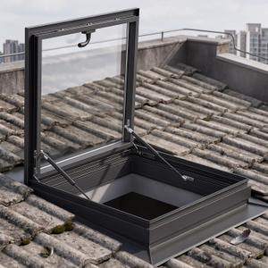 Gisafai Skylight Roof Window Tempered Glass Security Lighting Well Window Flush Mount Roof Access Hatch Basement Lighting Venting Deck Viewing Cover for Sunroom Garage, 23.6 Inch