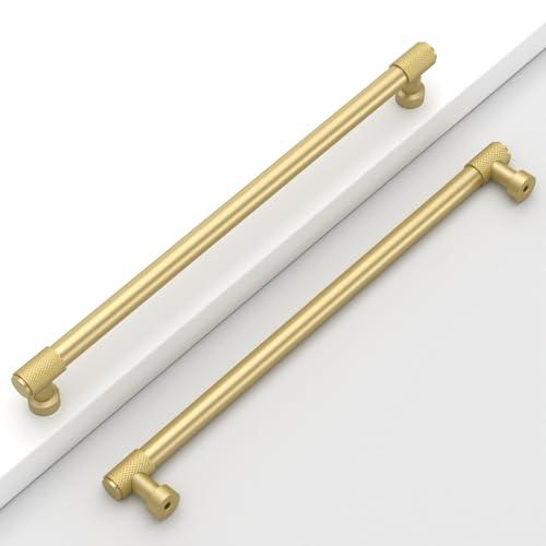 Coinkoly 8 Pack 8"Gold Cabinet Pulls Knurled Kitchen Cabinet Handles Matte Gold Drawer Pulls Cupboard Hardware for Cabinets