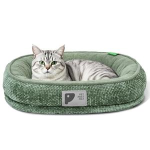 Bininl Orthopedic Cat Bed for Puppy & Kitten,Cat Sofa Bed with Egg Crate Foam Four Sided Dog Couch Beds with Removable Cover & Non-Slip Bottom Green XS