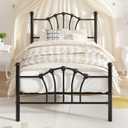 VECELO Twin Size Bed Frame with Headboard/Footboard, Mattress Foundation with Steel Slat Support, Under Bed Storage, No Box Spring Needed, Easy Assembly, Black