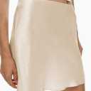 Violiyar Women's Satin Silk Mini Skirt Elastic High Waist Cute A-Line Summer Short Satin Skirts for Women Beige (XL)