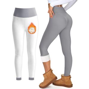 Blue Breath Fleece Lined Leggings Women-Tummy Control High Waisted Workout Thermal Warm Soft Yoga Pants (Gray, S)