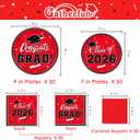 Gatherfun Graduation decorations 2026 Graduation Plates and Napkins Red Disposable Paper Plates Luncheon Napkins Cocktail Napkins for Congrats Grad Party Decorations, Serve 50