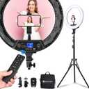 Weeylite WE-10 18 Inch Ring Light, RGB Light Ring with Tripod Stand & Phone Holder, Remote/APP Control, Dimmable 2500K-8500K CRI95 Circle Selfie Light for Live Stream Makeup Selfie Video Tiktok