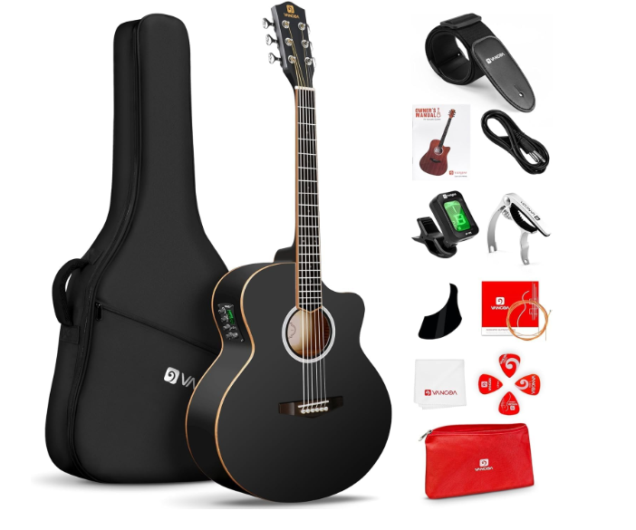 Vangoa 3/4 Electric Acoustic Guitar Kit for Beginner, Spruce Top, 4-Band EQ
Built-in tuner & truss rod, 36" small size, sapele back & sides, low-action, complete accessories, padded gig bag, right hand