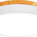 Modern Flush Mount Ceiling Light Fixture 12 Inch,24W Wood Round LED Close to Ceiling Light Fixtures 2700-5000K Tunnable Ceiling Lamp,Ceiling Lights for Bedroom Living Room,Hallway, White (Type B 5CCT)
