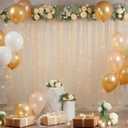 10x10ft Champagne Tulle Backdrop Curtain with Lights String for Parites, Sheer Backdrop Curtains for Wedding Baby Shower Birthday Party Photo Shoot Decorations