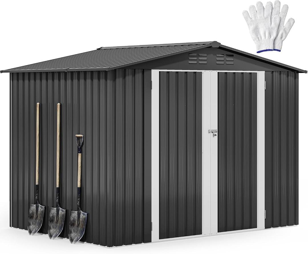 DWVO 7'x5' Large Metal Outdoor Storage Shed, Heavy Duty Tool Storage Sheds for Backyard Patio Lawn - Ideal for Bicycles, Garden Tools, and Lawn Equipment, Easy-to-Assemble, Dark Gray