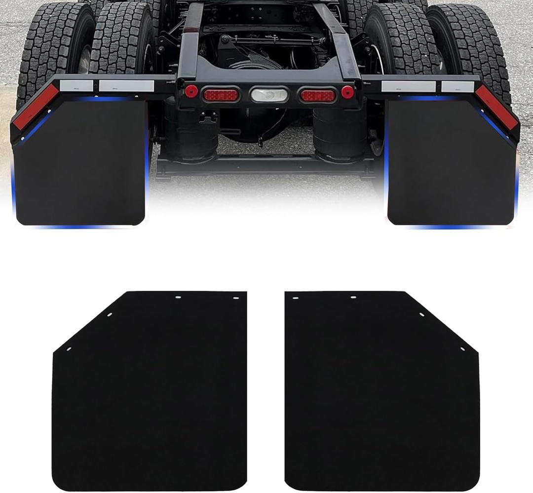 24 x 24Inch Mud Flaps for Semi Trucks Tractor Trailer Heavy Duty TPE Polymer Rubber Mudflaps Oversized Splash Guard, Cut Corner Design (24 x 24Inch Angled Mud Flaps)