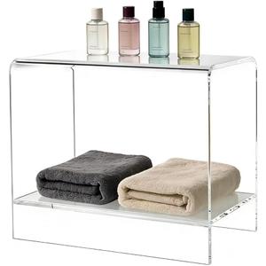 21" Acrylic Shower Stool with Storage Shelf - Waterproof Bath Bench for Spa & Shower, Heavy-Duty Seating (Holds 400lbs) - Ideal for Shaving Legs & Organizing Items