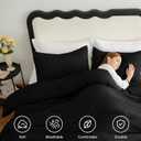 CozyLux Queen Comforter Set Black, 3 Pieces Solid Comforters Queen Size Breathable Quilted Bedding Sets, Luxury Soft Microfiber Down Alternative Comforter for All Season (1 Comforter & 2 Pillowcases)
