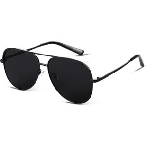 SORVINO Oversized Aviator Sunglasses for Women Men Trendy Retro Bulk Shade Black Faded Sun Glasses Classic UV Protection (Black)