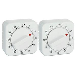 Square 60 Minute Mechanical Kitchen Timer, Easy to Use Visual Cooking Timer with Strong Magnet and Loud Alarm, Manual Countdown Timer for Classroom, Home, Study and Cooking (2 Pack)