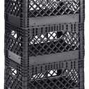 Muscle Rack PMK24QTB-3 24 Quart 3 Pack Black Heavy Duty Rectangular Stackable Dairy Milk Crates, 11" Height, 19" Width