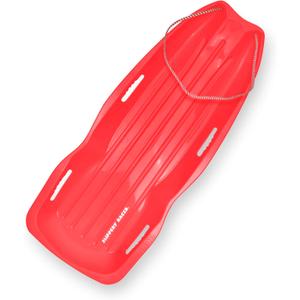 Slippery Racer Downhill Xtreme Flexible Adults and Kids Plastic Toboggan Snow Sled for up to 2 Riders with Pull Rope and Handles