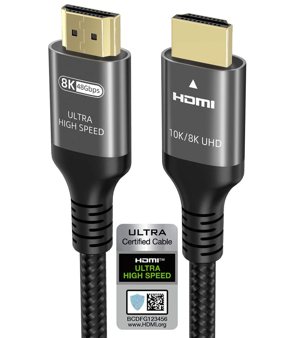 Ubluker Certified 10K 8K 4K HDMI 2.1 Cable 10FT, 48Gbps Ultra High Speed HDMI® Cord Ethernet CEC 4K 240Hz 165Hz 144Hz 120Hz 8K 60Hz eARC Netflix HDCP2.3 HDR10+ PC Laptop RTX5090 TV Monitor Projector X-box PS5