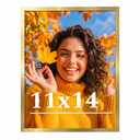 Veleclo 11x14 Picture Frame for Wall Display, 11x14 Gold Picture Frame with Shatter Resistant Plexiglass, Stable and Sturdy 11 x 14 Poster Frame for Wall Display, Handpicked Gift Collection, 1 Pack