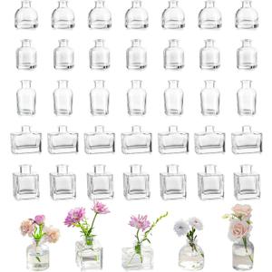 Small Glass Bud Vases for Centerpieces - Hewory 40pcs Clear Sturdy Cute Flower Vases Bulk, Mini Bottle Vase for Wedding Home Decor Birthday Party Events Mother's Day Bridal Shower Gifts Table Decor