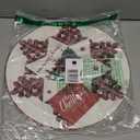 Christmas Placemats Set of 4 Round Snowflake Placemats Buffalo Plaid Tree Faux Leather Table Mats Red Soft Place Mats Machine Washable Wipeable Non-Slip for Kitchen Table Decor 14 Inch