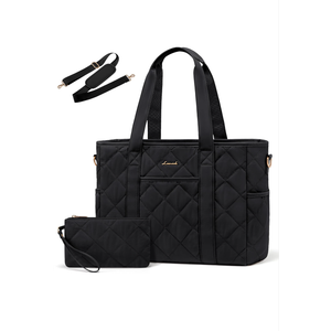 LOVEVOOK Tote Bag for Women, Quilted Puffer 15.6 Inch Laptop Handbag with Zipper, Large Lightweight Shoulder Bag