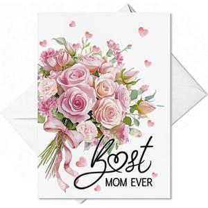 Artoid Mode 24 Pack Rose Bouquet Best MOM Ever Mother's Day Cards Gift With Envelope & Stickers Blank Note Greeting Cards, 5 x 7 Inch