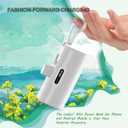 Portable Mini Power Bank Charger for USB C Android Device (Direct Plugin) and for iPhone Apple (Wired), 4800mAh Cute Fast Charge Small Battery Power Bank for Woman Man -White