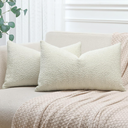 OTOSTAR Pack of 2 Textured Boucle Throw Pillow Covers 18x18 Inch Cream Beige Accent Solid Pillowcases Farmhouse Decorative Pillow Covers Couch Cushion Case for Home Sofa Bedroom Decor (Cream Beige)