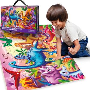 QUOKKA Giant Floor Puzzles for Kids Ages 4-6 - 2x3 Feet Extra-Thick 48 Pieces Toddler Puzzle Ages 3-5  Dinos Educational Activity for Boys Girls  Premium Box with Sturdy Handle & Magnetic Closure