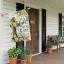 CROWNED BEAUTY Spring House Flag Floral Cross Double Sided 28x40 Inches Large Burlap Welcome Holiday Seasonal Yard Decoration for Outside Porch