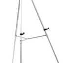 Aluminum Easel with Flipchart Holder, 37.5" to 69"h Height-Adjustable Tripod with Telescoping Legs - Silver