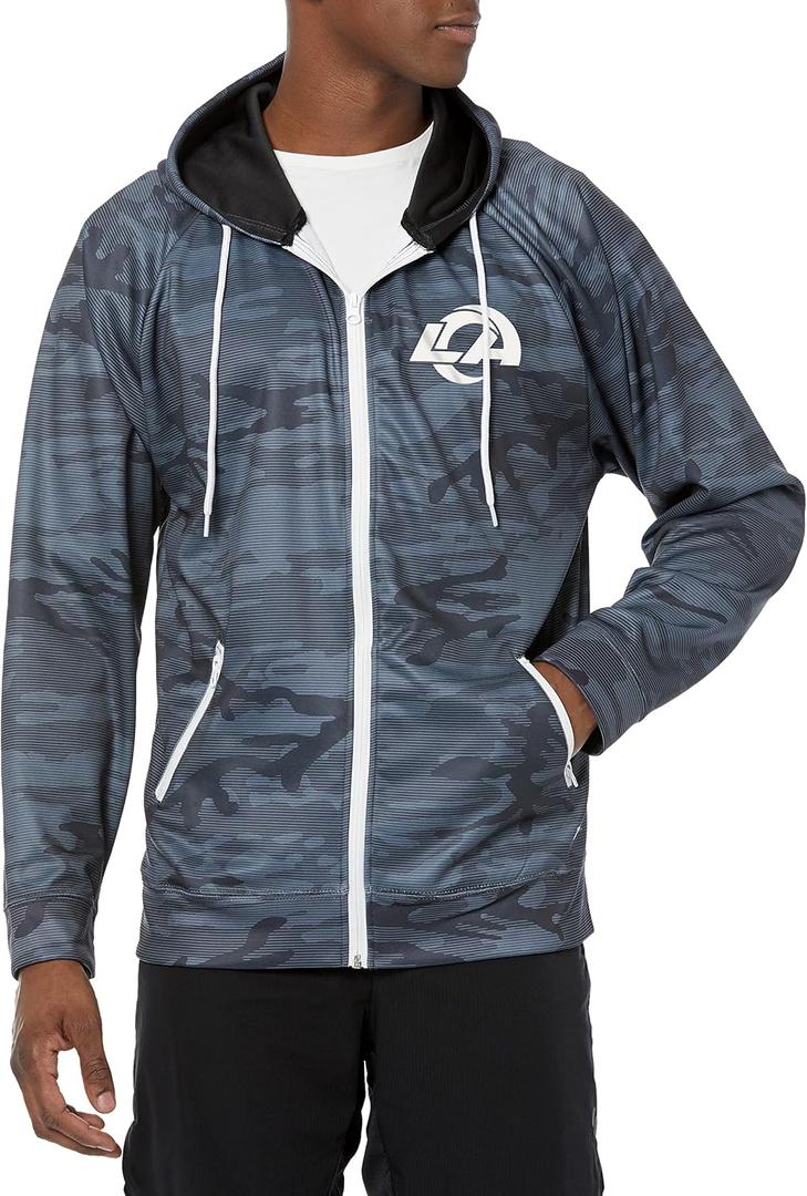 Zubaz NFL Men's Allover Tonal Camo Lines Full Zip Hoodie (Large)