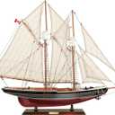 SAILINGSTORY Wooden Sailboat Model Ship Bluenose 1/60 Scale Replica Schooner Sailboat Decor Large