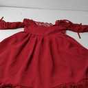 MITILLY Girls Boho Long Sleeve Backless Lace Flower Square Neck Tiered Ruffle Swing Party Maxi Dress (8-9 Years, 07 Wine Red)