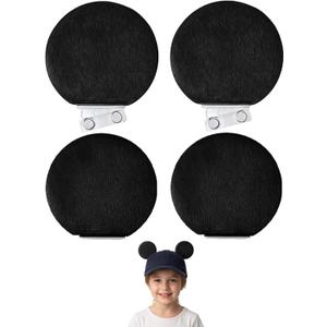 2 Pairs of Magnetic Mouse Ears for Baseball Caps, Trucker Hats, Hoodies, Detachable Ear Clips, Hat Accessories Decor Gift for Families in Theme Parks, Parties & Halloween, Christmas