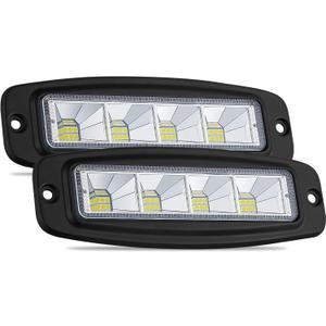 Flush Mount LED Pods, 2Pcs 7 Inch 144W Flood Bumper Driving Light Backup Reverse Light Grill Mount Light for Truck 4X 4 Off Road ATV SUV UTV 4W Flush Mount LED Pods, 2Pcs 7 Inch 144W Flood Bumper Driving Light Backup Reverse Light Grill Mount Light for Truck 4X 4 Off Road ATV SUV UTV 4W