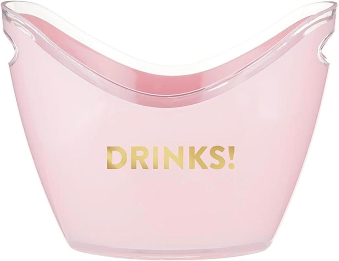 Slant Party Supplies Ice Bucket - Double Handle Acrylic Champagne Beverage Cooler, 10.8" x 8", Pink/Gold - Drinks