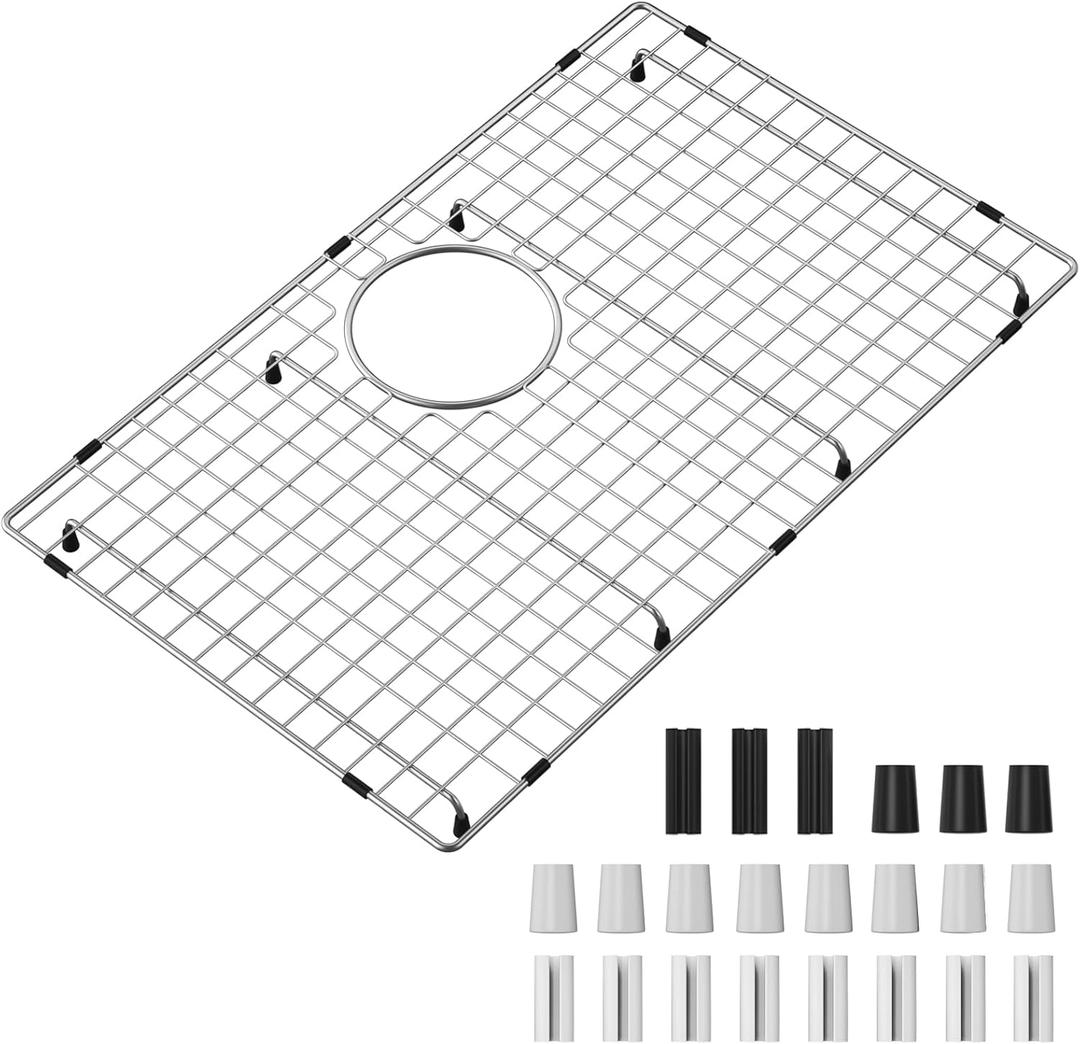 Sink Bottom Grid 23" X 14-1/2", Rear Drain with Corner Radius 3/8", Sink Protector for Single Bowl Sink, 23 x 14.5 inches