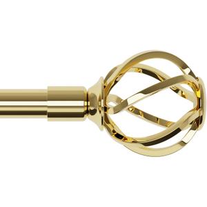 Gold Curtain Rods for Windows 32-62 inch with Twisted Cage Finials, Adjustable Curtain Rod Set with Brackets, Heavy Duty Curtain Rod for Bedroom, Living Room, Decorative 5/8" Diameter Curtain Rod